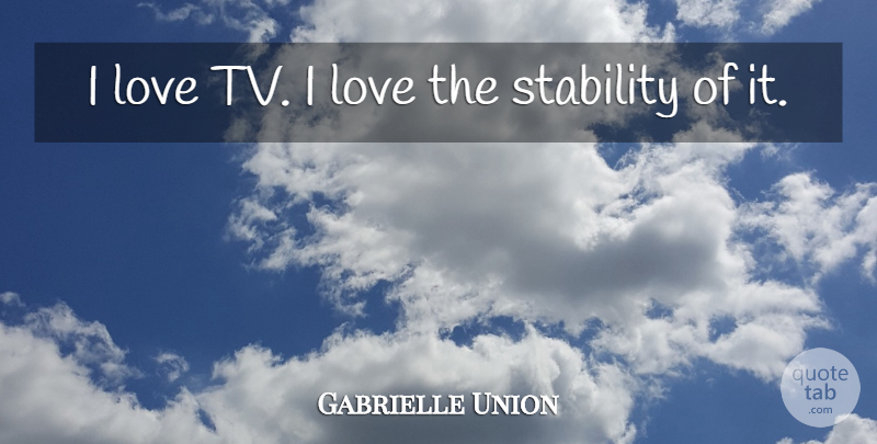 Gabrielle Union Quote About Tvs, Stability: I Love Tv I Love...