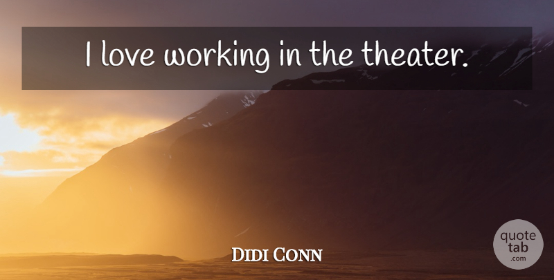 Didi Conn Quote About Theater: I Love Working In The...