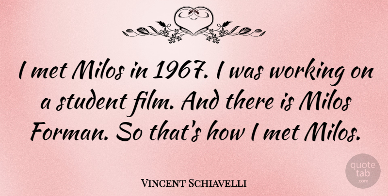 Vincent Schiavelli Quote About Students, Film, Mets: I Met Milos In 1967...