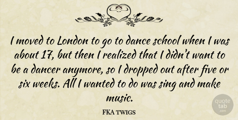 FKA twigs Quote About Dancer, Dropped, Five, Moved, Music: I Moved To London To...