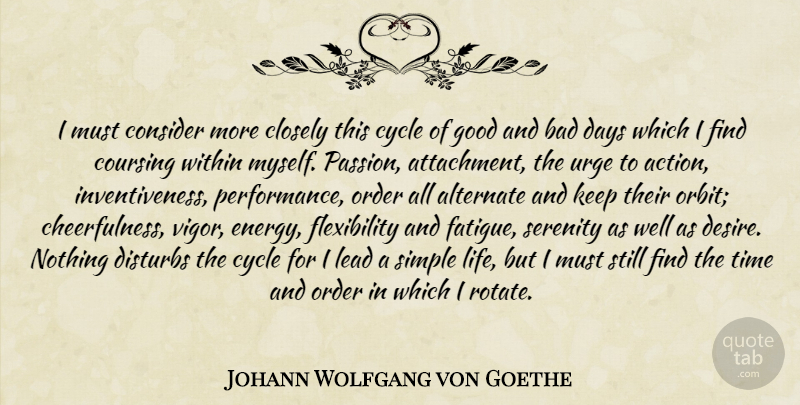 Johann Wolfgang von Goethe Quote About Life, Passion, Bad Day: I Must Consider More Closely...