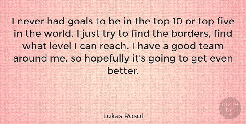 Lukas Rosol Quote About Five, Good, Hopefully, Level, Top: I Never Had Goals To...