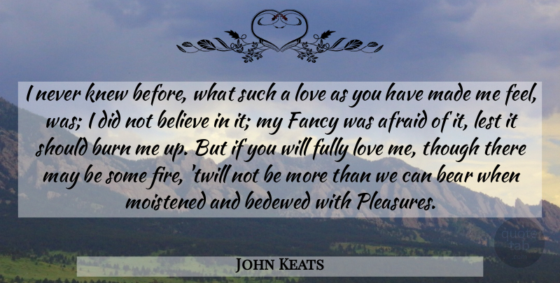 John Keats Quote About Love, Romantic, Believe: I Never Knew Before What...