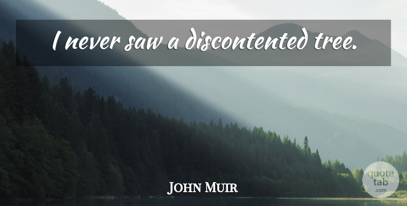 John Muir Quote About Adventure, Tree, Saws: I Never Saw A Discontented...