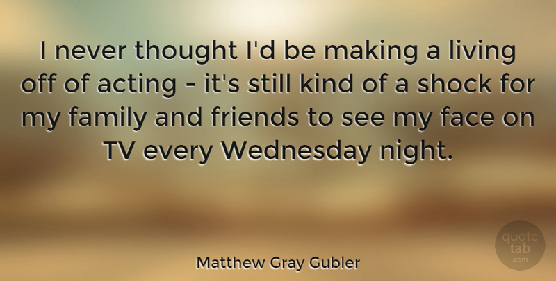 Matthew Gray Gubler Quote About Night, Family And Friends, Acting: I Never Thought Id Be...