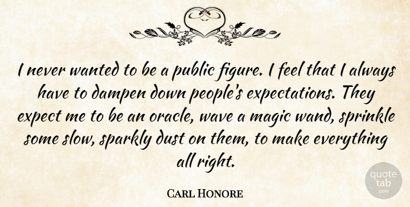 Carl Honore Quote About Dust, Expectations, People: I Never Wanted To Be...