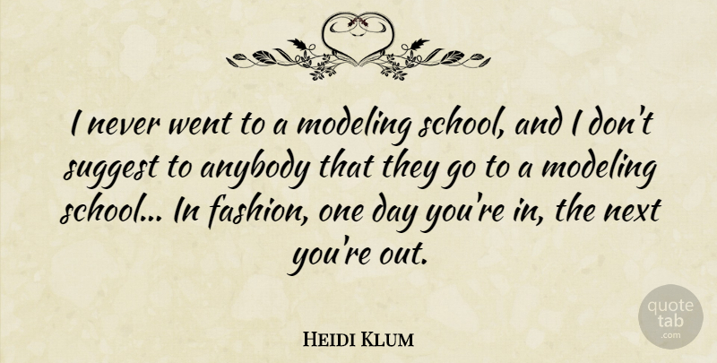 Heidi Klum Quote About School, Modeling: I Never Went To A...