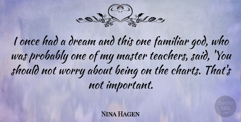 Nina Hagen Quote About Dream, Teacher, Worry: I Once Had A Dream...