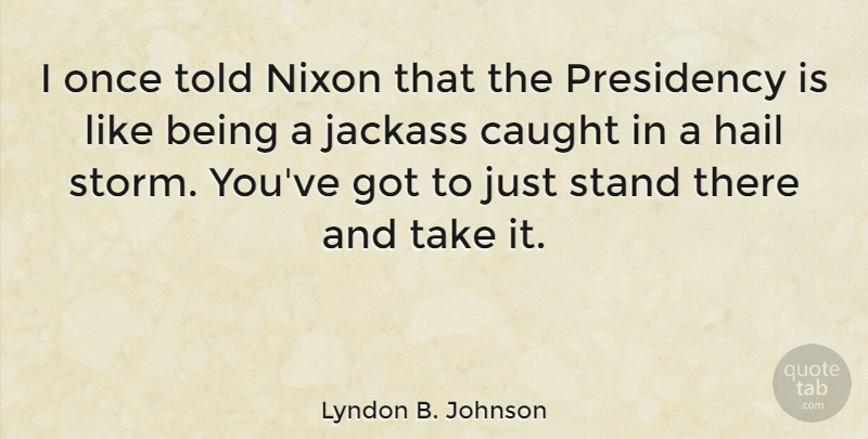 Lyndon B. Johnson Quote About Storm, Hail, Caught: I Once Told Nixon That...