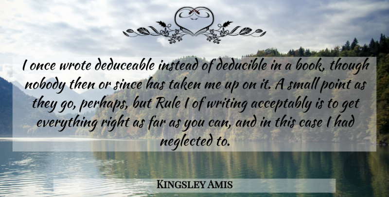 Kingsley Amis Quote About Book, Taken, Writing: I Once Wrote Deduceable Instead...