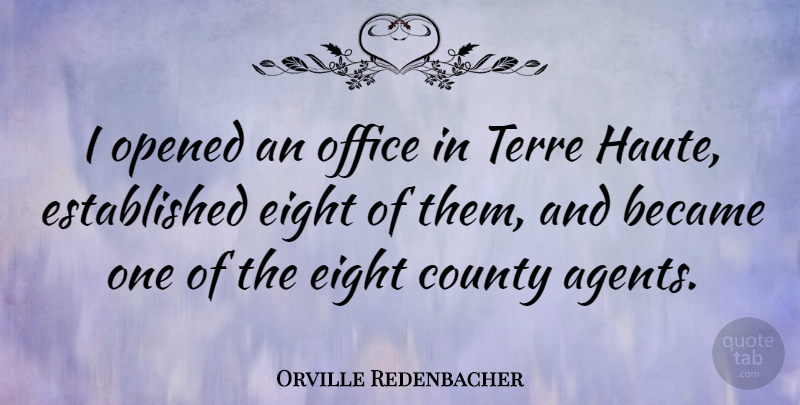 Orville Redenbacher Quote About Eight, Office, Agents: I Opened An Office In...