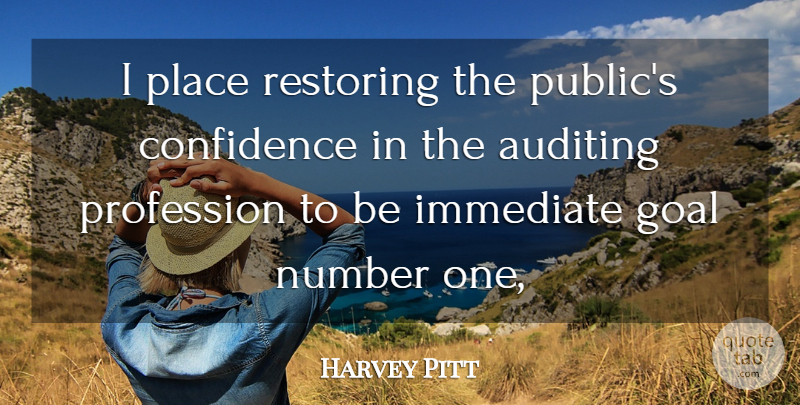 Harvey Pitt Quote About Confidence, Goal, Immediate, Number, Profession: I Place Restoring The Publics...