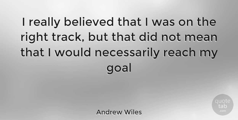 Andrew Wiles Quote About Mean, Track, Goal: I Really Believed That I...