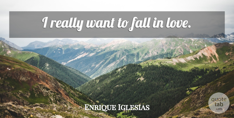 Enrique Iglesias Quote About Falling In Love, Fall, Want: I Really Want To Fall...