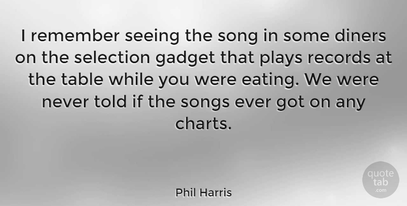 Phil Harris Quote About American Musician, Gadget, Plays, Records, Selection: I Remember Seeing The Song...