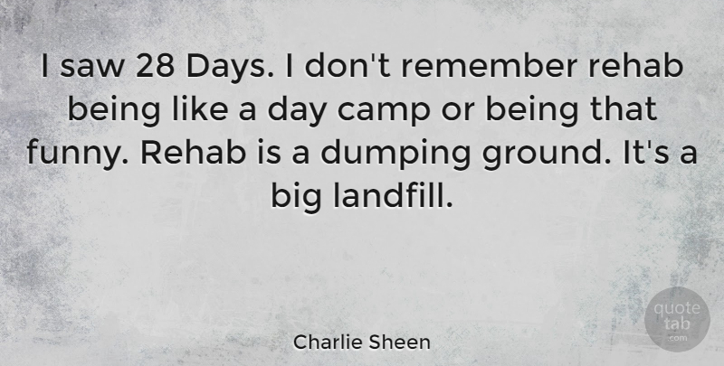 Charlie Sheen Quote About Funny, Rehab, Saws: I Saw 28 Days I...