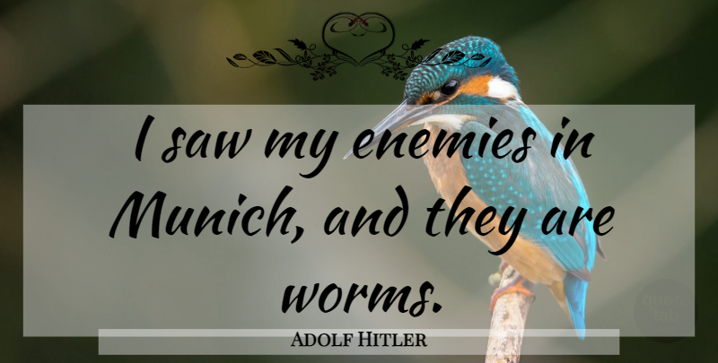 Adolf Hitler Quote About War, Enemy, World: I Saw My Enemies In...