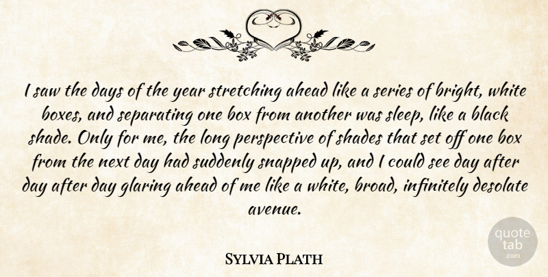 Sylvia Plath Quote About Sleep, Years, Next Day: I Saw The Days Of...