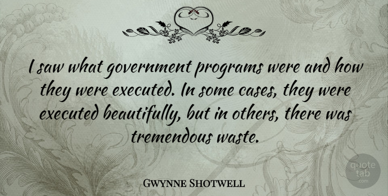 Gwynne Shotwell Quote About Government, Programs, Saw, Tremendous: I Saw What Government Programs...