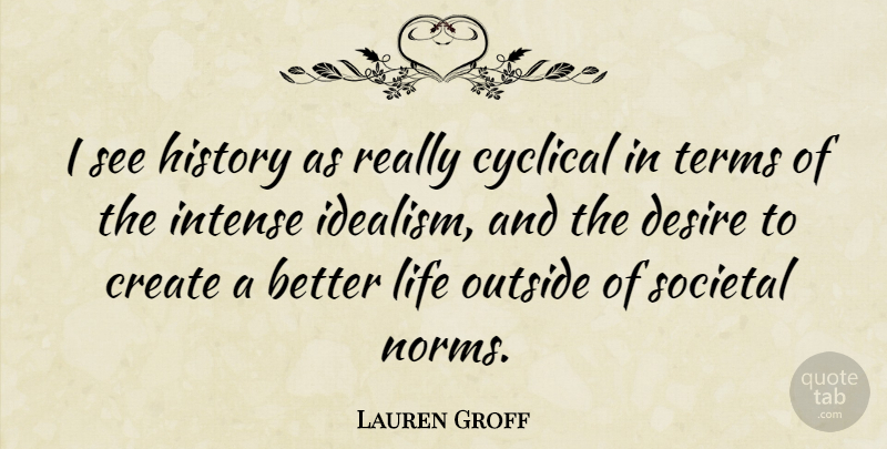 Lauren Groff Quote About Desire, Intense, Better Life: I See History As Really...