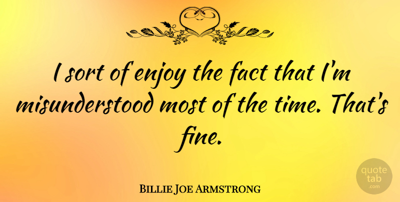 Billie Joe Armstrong Quote About Misunderstood, Facts, Fine: I Sort Of Enjoy The...