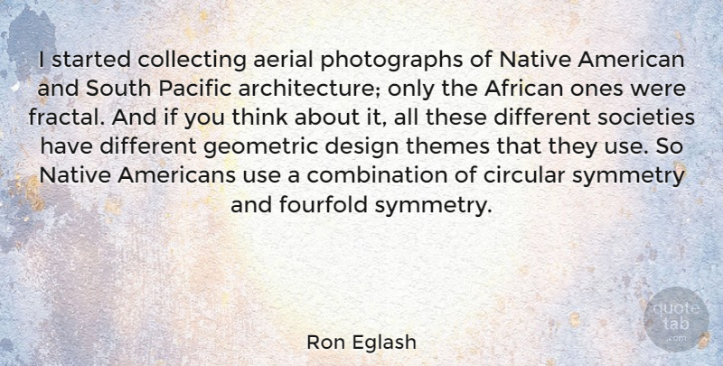 Ron Eglash Quote About Circular, Collecting, Design, Geometric, Native: I Started Collecting Aerial Photographs...