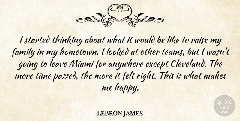 LeBron James Quote About Team, Thinking, Would Be: I Started Thinking About What...