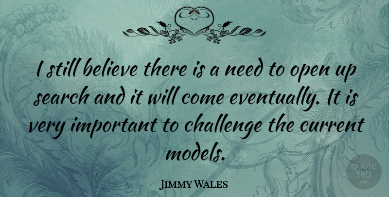 Jimmy Wales Quote About Believe, Challenges, Important: I Still Believe There Is...