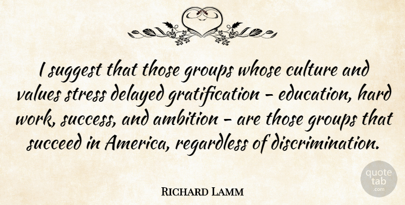 Richard Lamm Quote About Ambition, Culture, Delayed, Education, Groups: I Suggest That Those Groups...