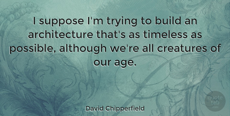 David Chipperfield Quote About Age, Trying, Architecture: I Suppose Im Trying To...