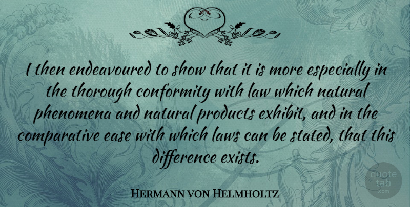 Hermann von Helmholtz Quote About Law, Differences, Ease: I Then Endeavoured To Show...