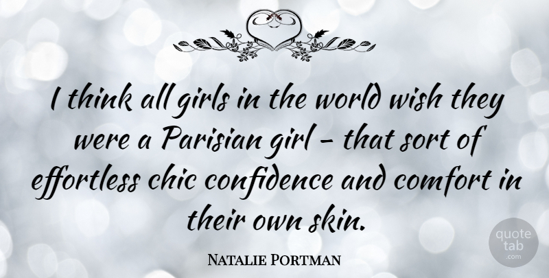 Natalie Portman Quote About Girl, Thinking, Wish: I Think All Girls In...