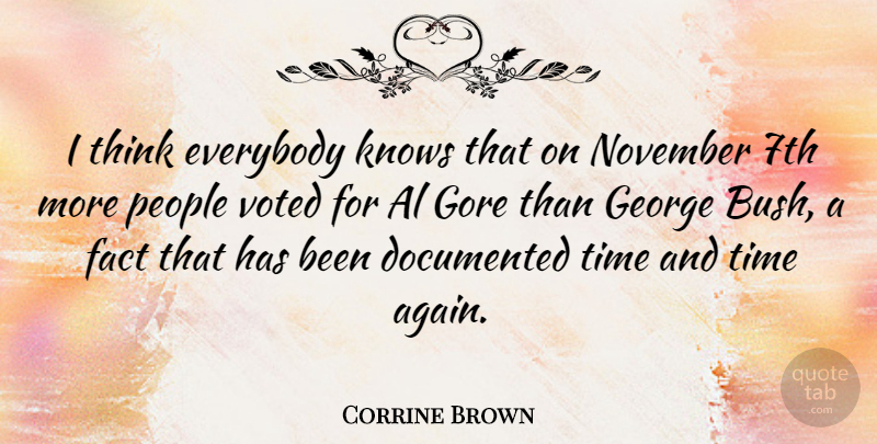 Corrine Brown Quote About Al, Documented, Everybody, George, Gore: I Think Everybody Knows That...