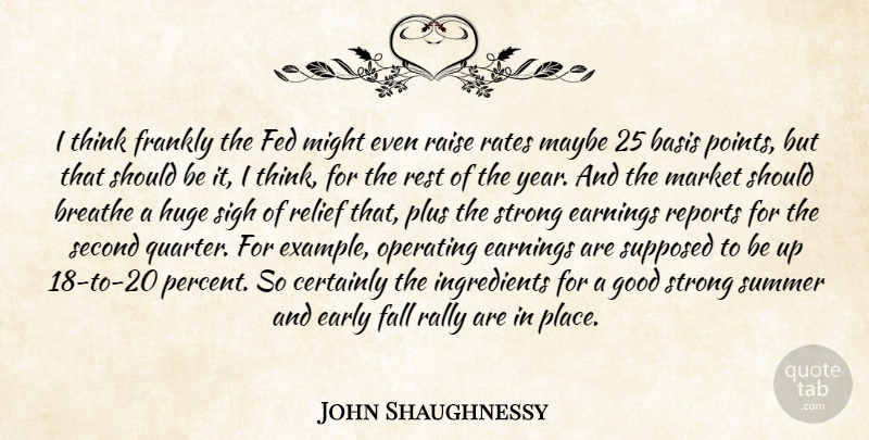 John Shaughnessy Quote About Basis, Breathe, Certainly, Early, Earnings: I Think Frankly The Fed...