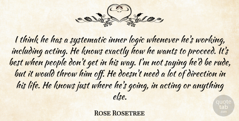 Rose Rosetree Quote About Acting, Best, Direction, Exactly, Including: I Think He Has A...