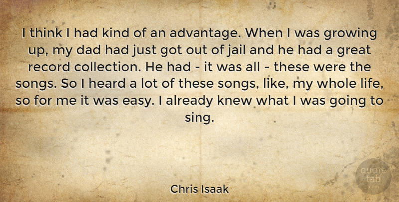 Chris Isaak Quote About Song, Growing Up, Dad: I Think I Had Kind...