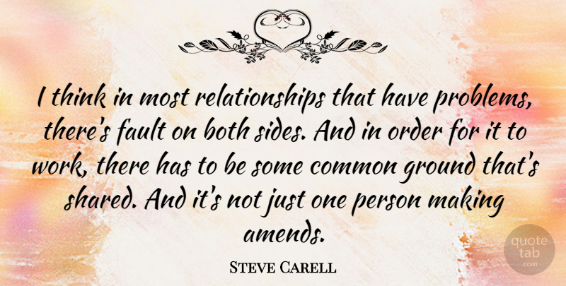 Steve Carell Quote About Thinking, Order, Faults: I Think In Most Relationships...
