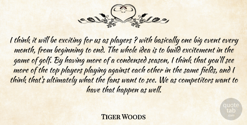 Tiger Woods Quote About Against, Basically, Beginning, Build, Condensed: I Think It Will Be...