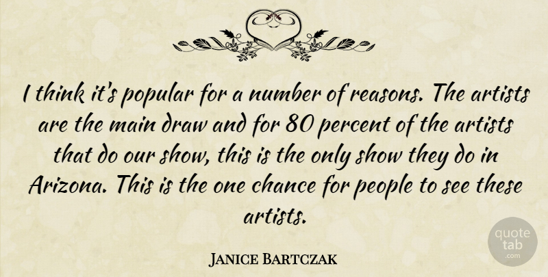 Janice Bartczak Quote About Artists, Chance, Draw, Main, Number: I Think Its Popular For...