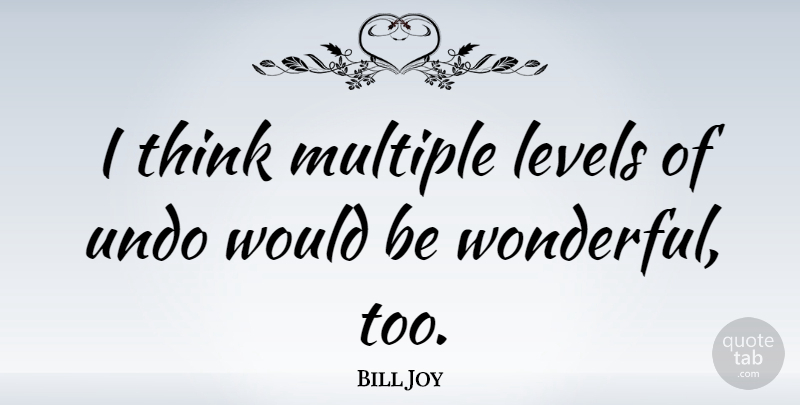 Bill Joy Quote About Thinking, Would Be, Levels: I Think Multiple Levels Of...