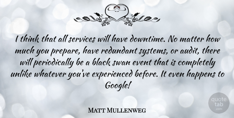 Matt Mullenweg Quote About Happens, Matter, Redundant, Services, Swan: I Think That All Services...