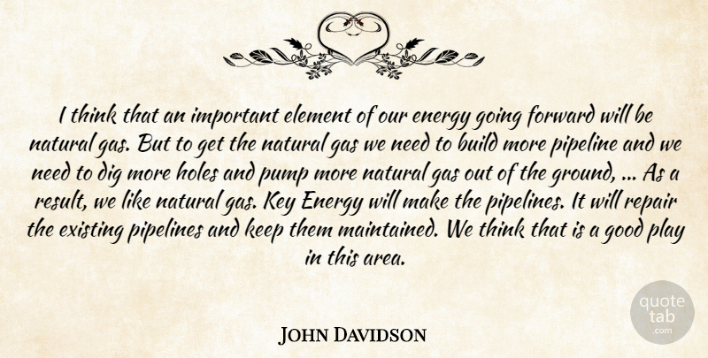 John Davidson Quote About Build, Dig, Element, Energy, Existing: I Think That An Important...