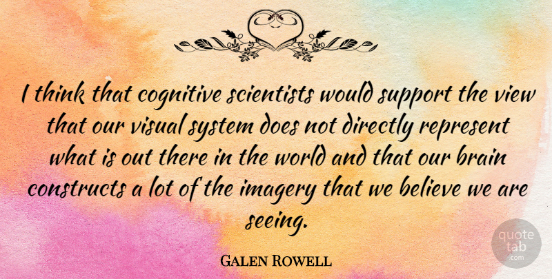 Galen Rowell Quote About American Photographer, Believe, Cognitive, Constructs, Directly: I Think That Cognitive Scientists...