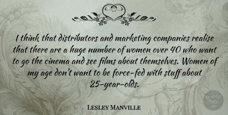 Lesley Manville Quote About Age, Cinema, Companies, Films, Huge: I Think That Distributors And...