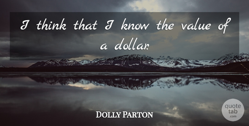 Dolly Parton Quote About Thinking, Dollars, Knows: I Think That I Know...