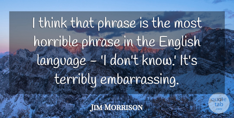 Jim Morrison Quote About Thinking, Phrases, Language: I Think That Phrase Is...