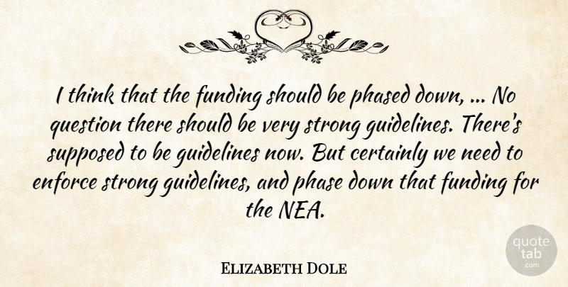Elizabeth Dole Quote About Certainly, Enforce, Funding, Guidelines, Phased: I Think That The Funding...