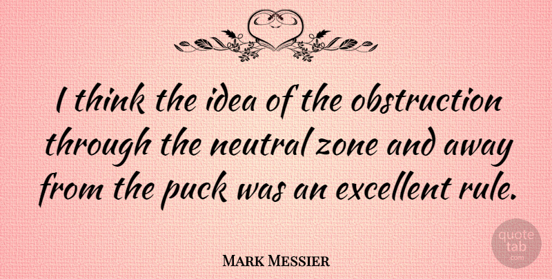 Mark Messier Quote About Thinking, Ideas, Puck: I Think The Idea Of...