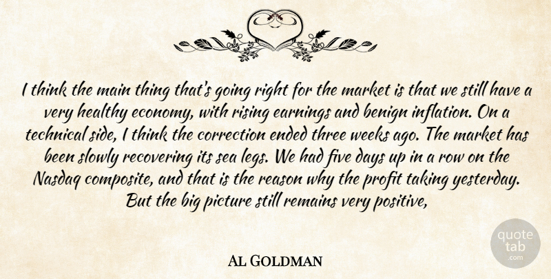 Al Goldman Quote About Benign, Correction, Days, Earnings, Ended: I Think The Main Thing...