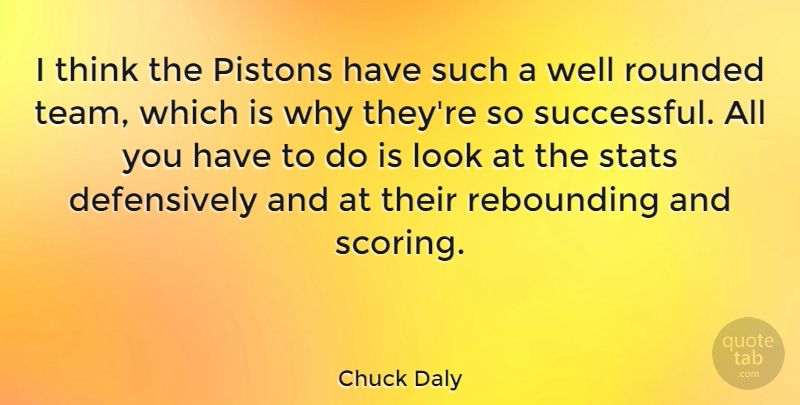 Chuck Daly Quote About Team, Successful, Thinking: I Think The Pistons Have...